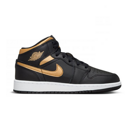 Air Jordan 1 Mid (GS) Basketball shoes Black/Metallic Gold - DQ8423-071