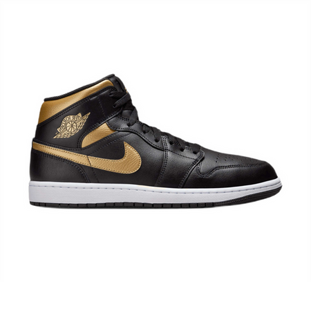 Buty do koszykówki Air Jordan 1 Mid (GS) Black/Metallic Gold - DQ8426-071