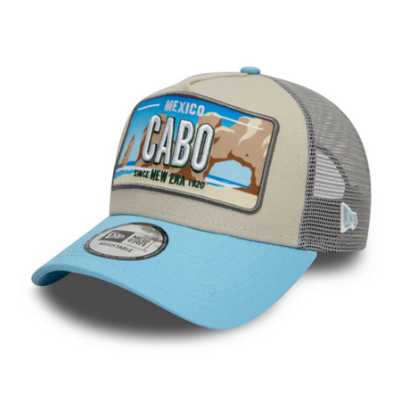 Czapka z daszkiem New Era 9FORTY Cabo Mexico License Plate Cream A-Frame Trucker - 60595298